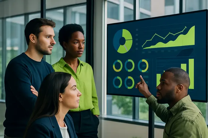 צוות מומחים בסוכנות דיגיטל עובדים יחד