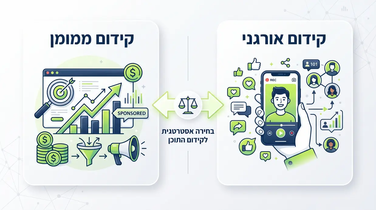 השוואה ויזואלית בין קידום אורגני לקידום ממומן בטיקטוק