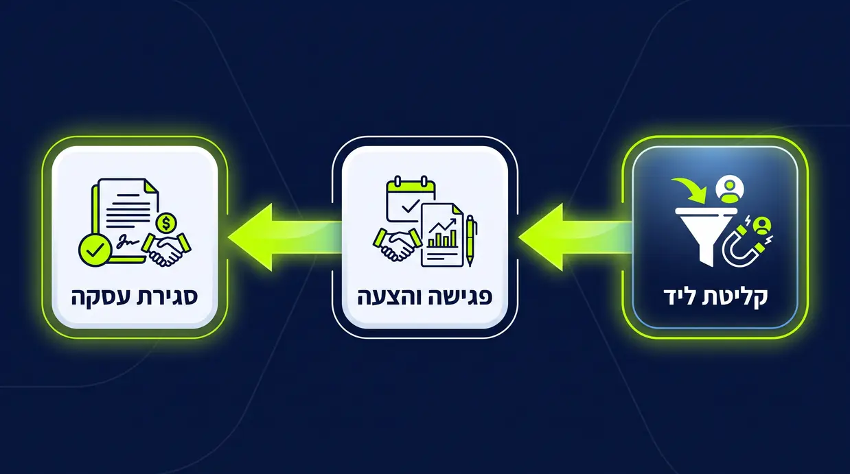 תרשים זרימה של שלבי תהליך המכירה בעסק קטן