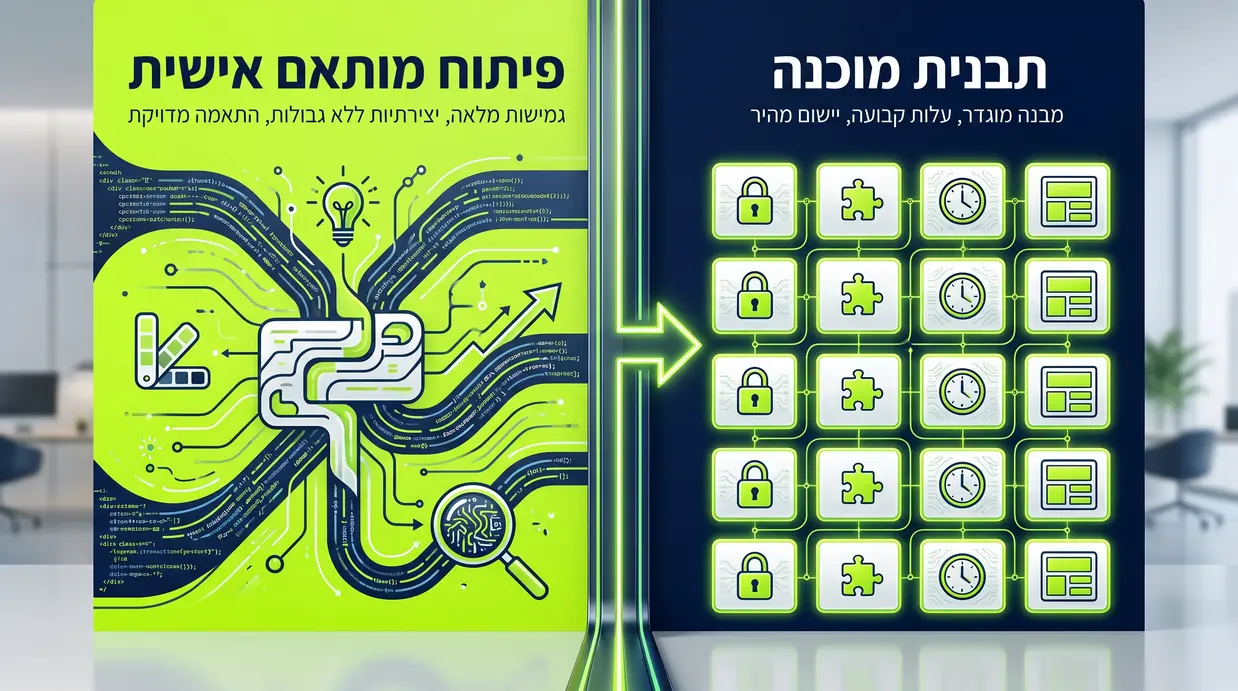 השוואה ויזואלית בין תבנית וורדפרס מוכנה לבין פיתוח קוד מותאם אישית