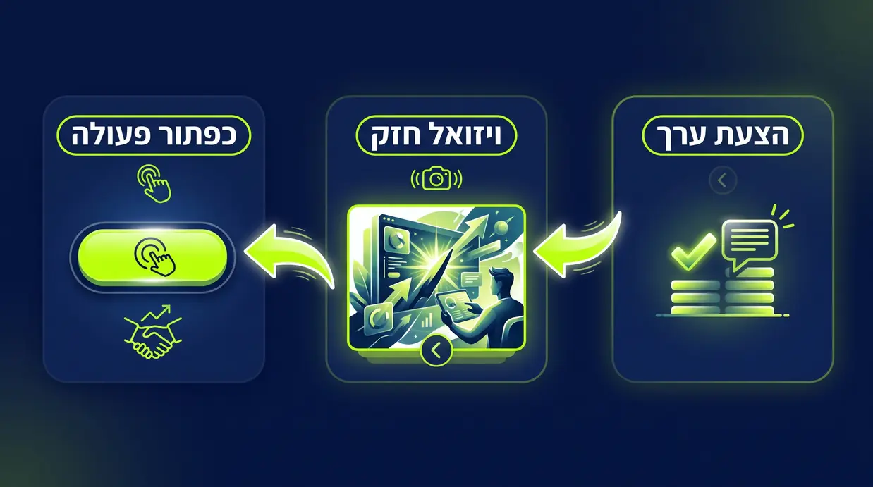 תרשים של אזור עליון בדף נחיתה המדגיש את חוק שלוש השניות