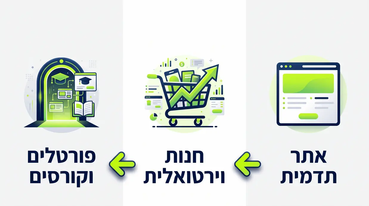 אינפוגרפיקה בעברית המציגה סוגי אתרי וורדפרס לעסקים בישראל